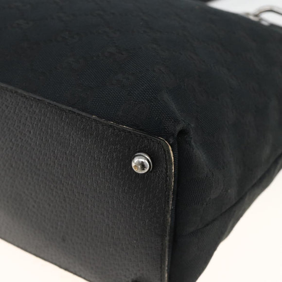 GUCCI GG Canvas Tote Bag Black Silver 139552 Auth YKZ351