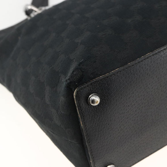 GUCCI GG Canvas Tote Bag Black Silver 139552 Auth YKZ351
