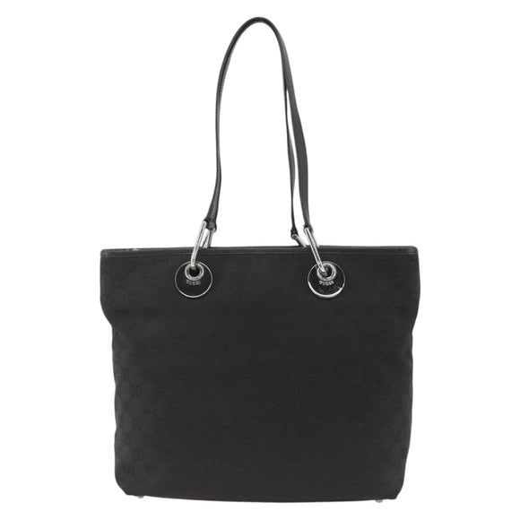 GUCCI GG Canvas Tote Bag Black Silver 139552 Auth YKZ351
