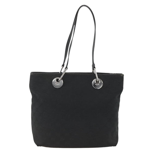 GUCCI GG Canvas Tote Bag Black Silver 139552 Auth YKZ351