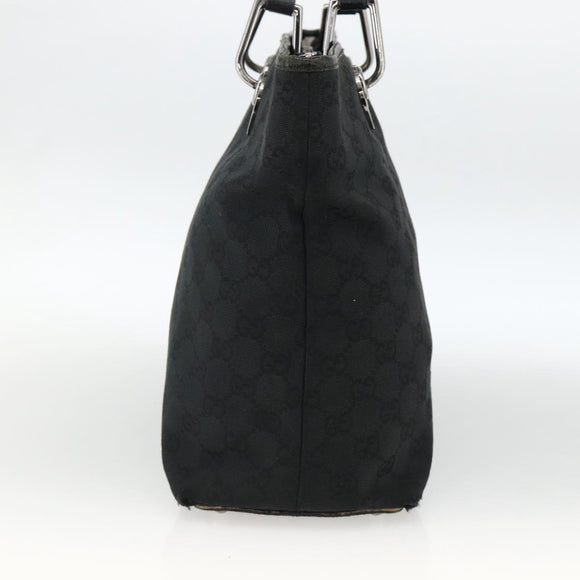 GUCCI GG Canvas Tote Bag Black Silver 139552 Auth YKZ351