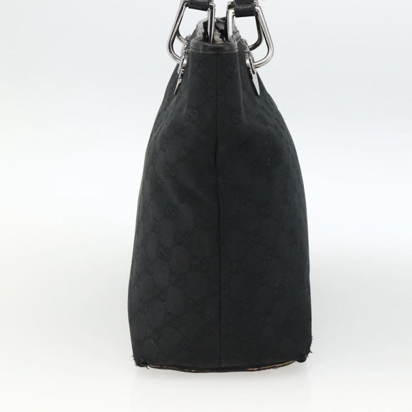 GUCCI GG Canvas Tote Bag Black Silver 139552 Auth YKZ351