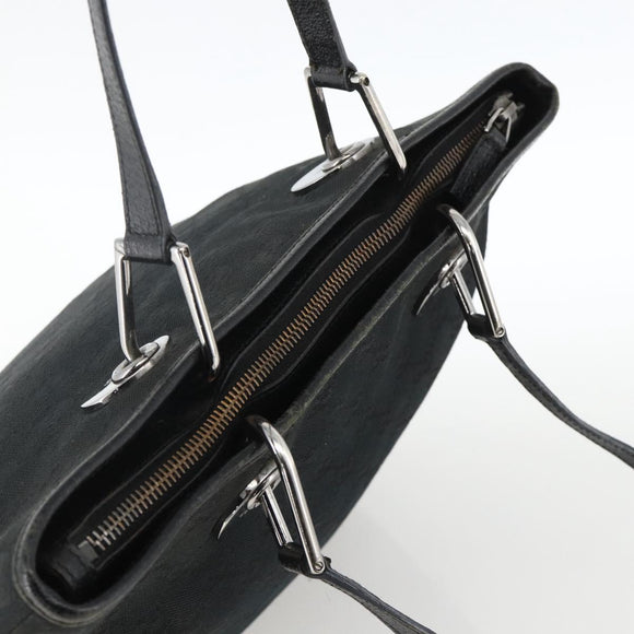 GUCCI GG Canvas Tote Bag Black Silver 139552 Auth YKZ351