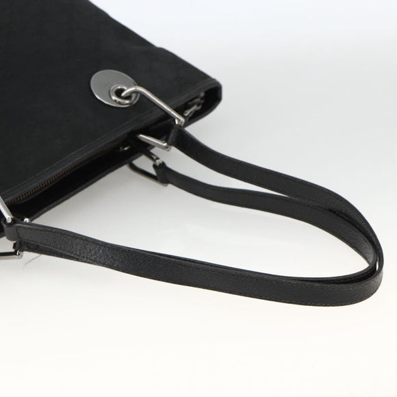GUCCI GG Canvas Tote Bag Black Silver 139552 Auth YKZ351