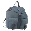 PRADA Backpack Nylon Blue Silver Auth YKZ354-1