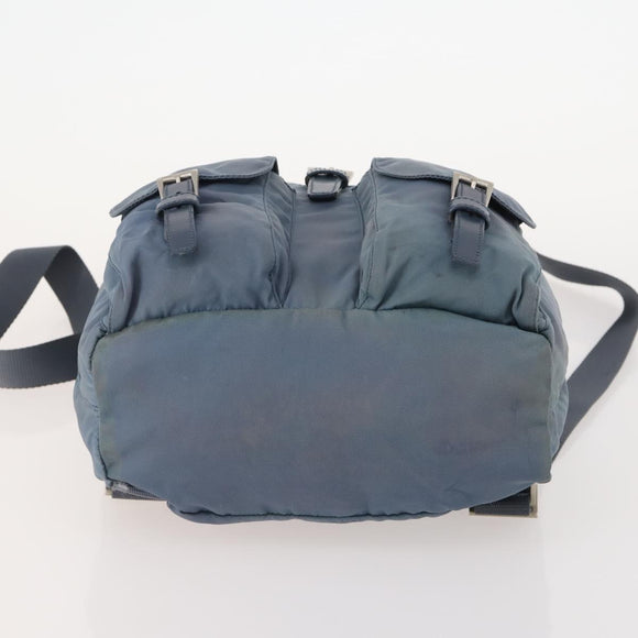 PRADA Backpack Nylon Blue Silver Auth YKZ354