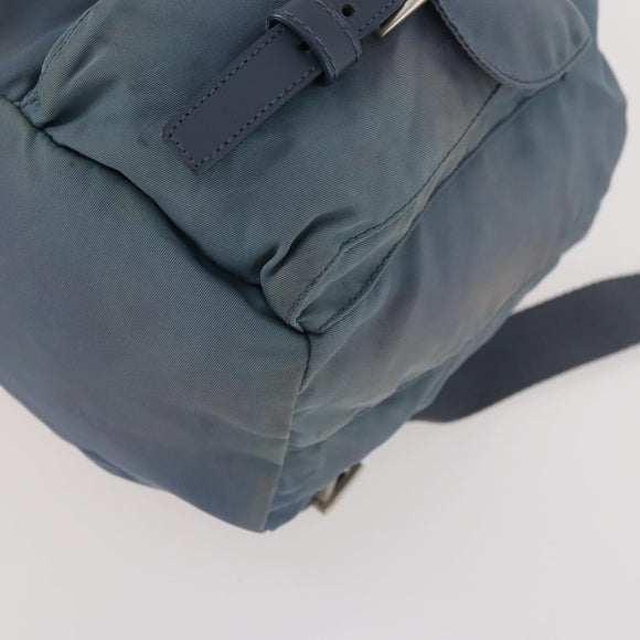 PRADA Backpack Nylon Blue Silver Auth YKZ354