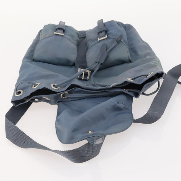 PRADA Backpack Nylon Blue Silver Auth YKZ354