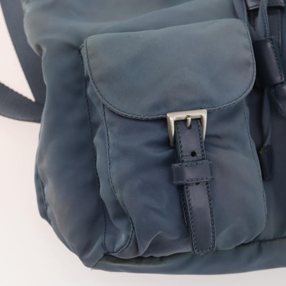 PRADA Backpack Nylon Blue Silver Auth YKZ354