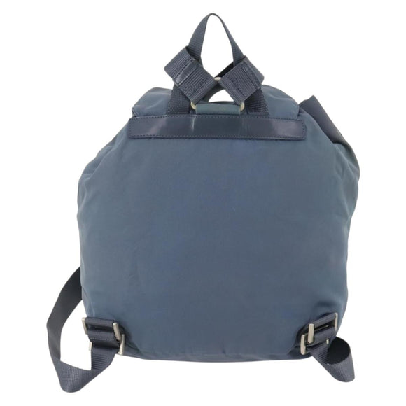 PRADA Backpack Nylon Blue Silver Auth YKZ354