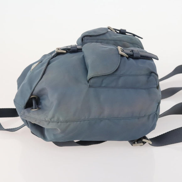 PRADA Backpack Nylon Blue Silver Auth YKZ354