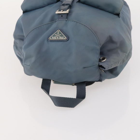 PRADA Backpack Nylon Blue Silver Auth YKZ354