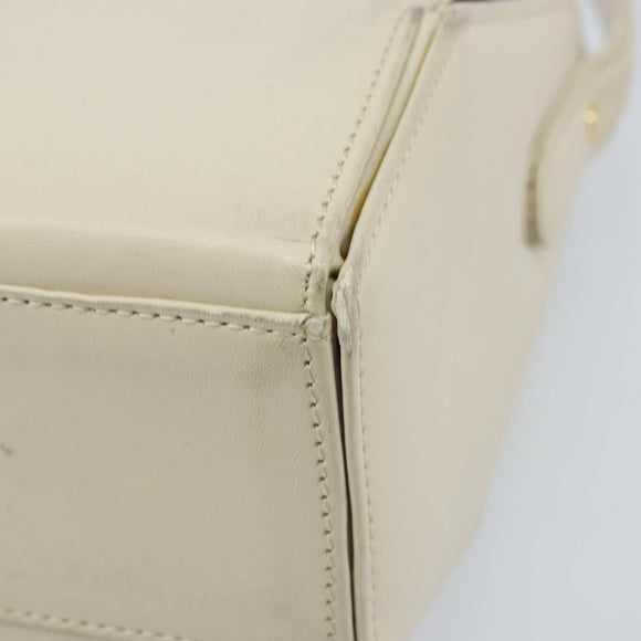 GIVENCHY Hand Bag Leather Beige Gold Auth YKZ357