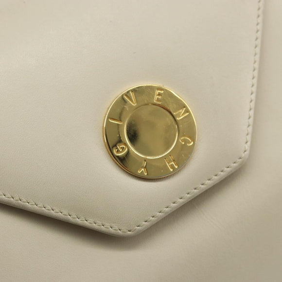 GIVENCHY Hand Bag Leather Beige Gold Auth YKZ357
