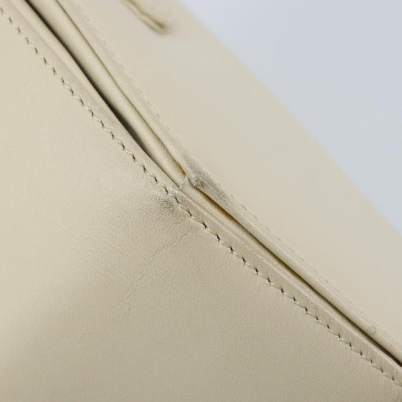 GIVENCHY Hand Bag Leather Beige Gold Auth YKZ357