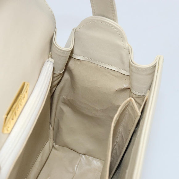 GIVENCHY Hand Bag Leather Beige Gold Auth YKZ357
