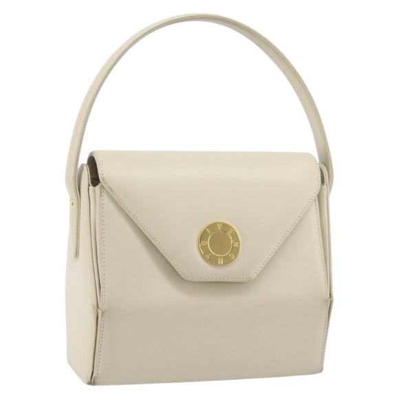 GIVENCHY Hand Bag Leather Beige Gold Auth YKZ357