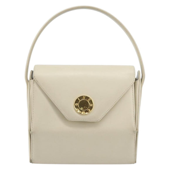 GIVENCHY Hand Bag Leather Beige Gold Auth YKZ357