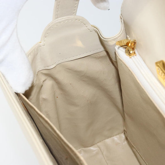 GIVENCHY Hand Bag Leather Beige Gold Auth YKZ357