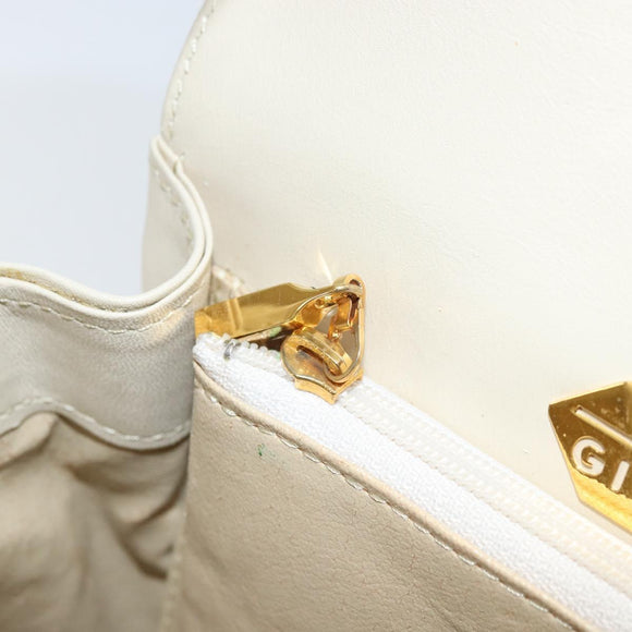 GIVENCHY Hand Bag Leather Beige Gold Auth YKZ357