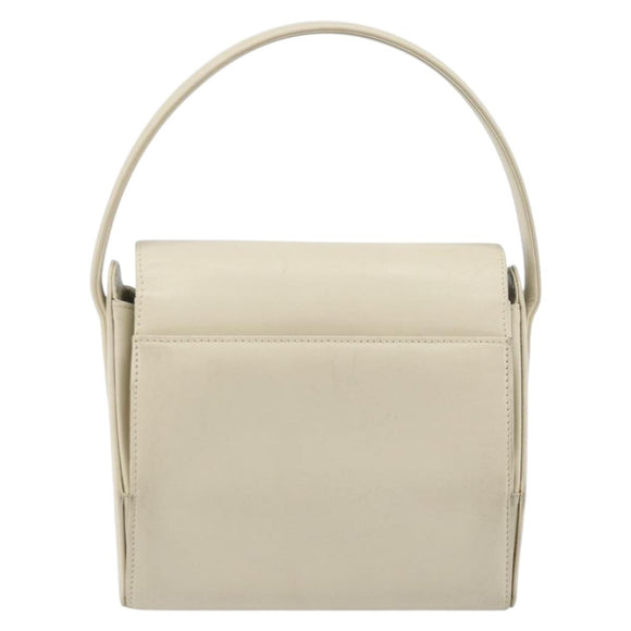 GIVENCHY Hand Bag Leather Beige Gold Auth YKZ357