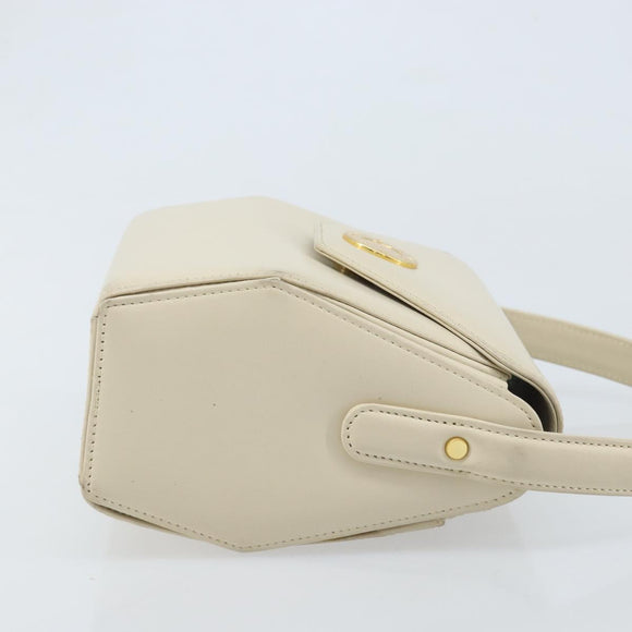 GIVENCHY Hand Bag Leather Beige Gold Auth YKZ357