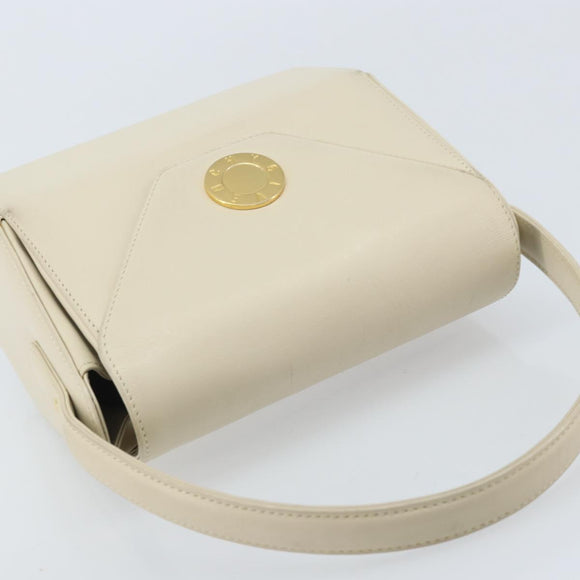 GIVENCHY Hand Bag Leather Beige Gold Auth YKZ357