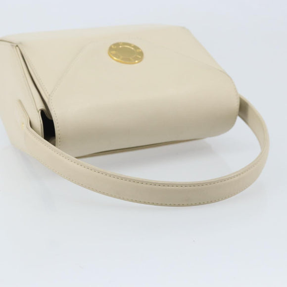 GIVENCHY Hand Bag Leather Beige Gold Auth YKZ357
