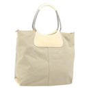 PRADA Hand Bag Canvas Beige Silver Auth YKZ359-1