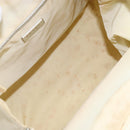 PRADA Hand Bag Canvas Beige Silver Auth YKZ359-11
