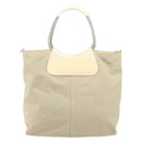 PRADA Hand Bag Canvas Beige Silver Auth YKZ359-13