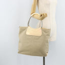 PRADA Hand Bag Canvas Beige Silver Auth YKZ359-24