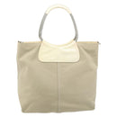 PRADA Hand Bag Canvas Beige Silver Auth YKZ359-2