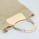 PRADA Hand Bag Canvas Beige Silver Auth YKZ359-6