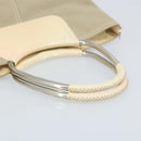 PRADA Hand Bag Canvas Beige Silver Auth YKZ359-7