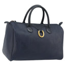 Christian Dior Trotter Canvas Boston Bag PVC Navy Gold Auth YKZ360A-1