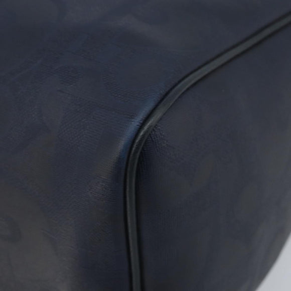 Christian Dior Trotter Canvas Boston Bag PVC Navy Gold Auth YKZ360A