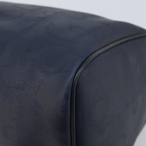Christian Dior Trotter Canvas Boston Bag PVC Navy Gold Auth YKZ360A