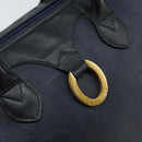 Christian Dior Trotter Canvas Boston Bag PVC Navy Gold Auth YKZ360A-14