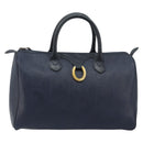 Christian Dior Trotter Canvas Boston Bag PVC Navy Gold Auth YKZ360A-2