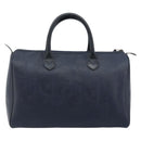 Christian Dior Trotter Canvas Boston Bag PVC Navy Gold Auth YKZ360A-3