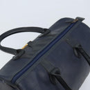 Christian Dior Trotter Canvas Boston Bag PVC Navy Gold Auth YKZ360A-6