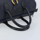Christian Dior Trotter Canvas Boston Bag PVC Navy Gold Auth YKZ360A-7