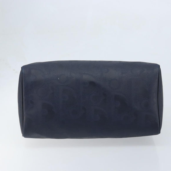 Christian Dior Trotter Canvas Boston Bag PVC Navy Gold Auth YKZ360A