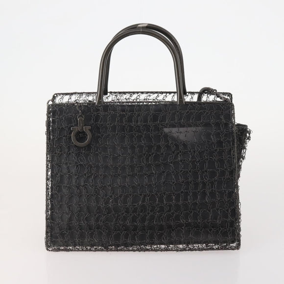 Salvatore Ferragamo Gucci Burberrys Nova Check Bag Suede 4 Set Black Auth YKZ362