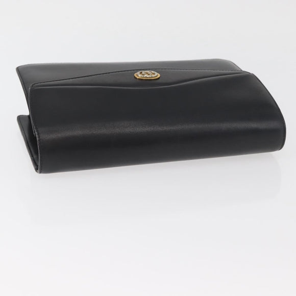 GUCCI Shoulder Bag Leather Black Gold 004 406 0105 Auth YKZ363
