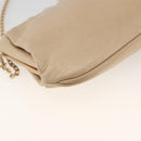 CELINE Chain Shoulder Bag Leather Beige Gold Auth YKZ364-14