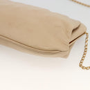CELINE Chain Shoulder Bag Leather Beige Gold Auth YKZ364-15