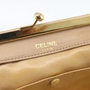 CELINE Chain Shoulder Bag Leather Beige Gold Auth YKZ364-12