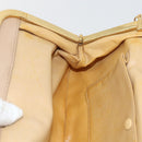 CELINE Chain Shoulder Bag Leather Beige Gold Auth YKZ364-18